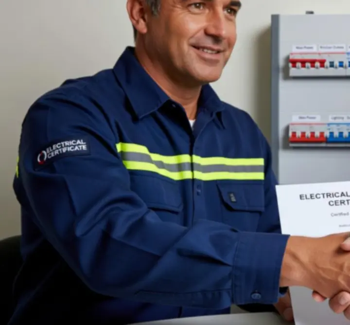 Client receiving certified electrical documentation from PAC ELECTRICS LTD