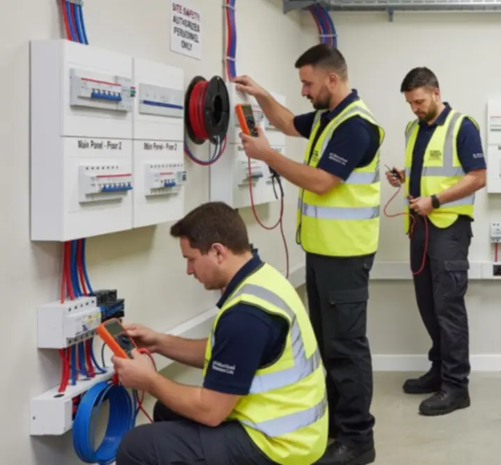 Certified PAC ELECTRICS LTD electricians working safely on site in Welwyn Garden City