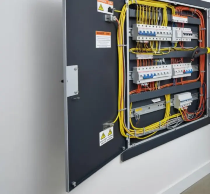 Neatly wired modern electrical consumer unit in a residential property