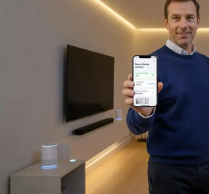 Modern smart home interior showcasing controlled lighting installed by PAC ELECTRICS LTD